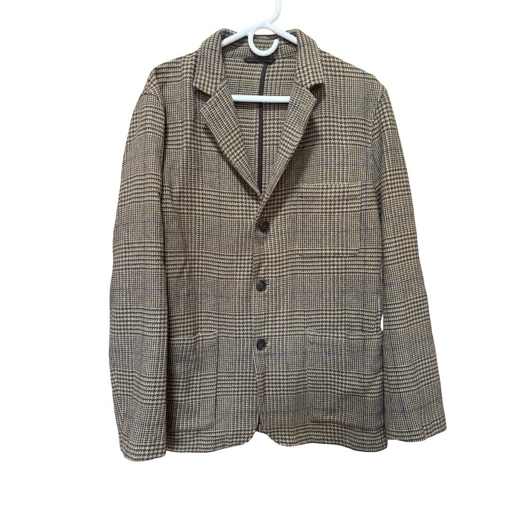 Hartford Plaid Wool Blazer Jacket Brown Check European Size 50